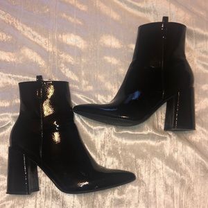 Patent Faux Leather Black booties